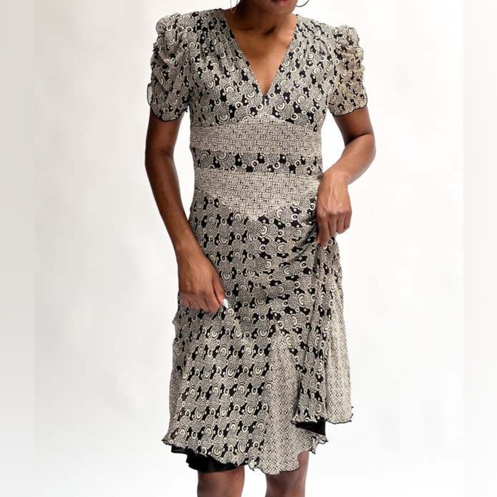Anna Sui silk black and white dress size 12 y2k